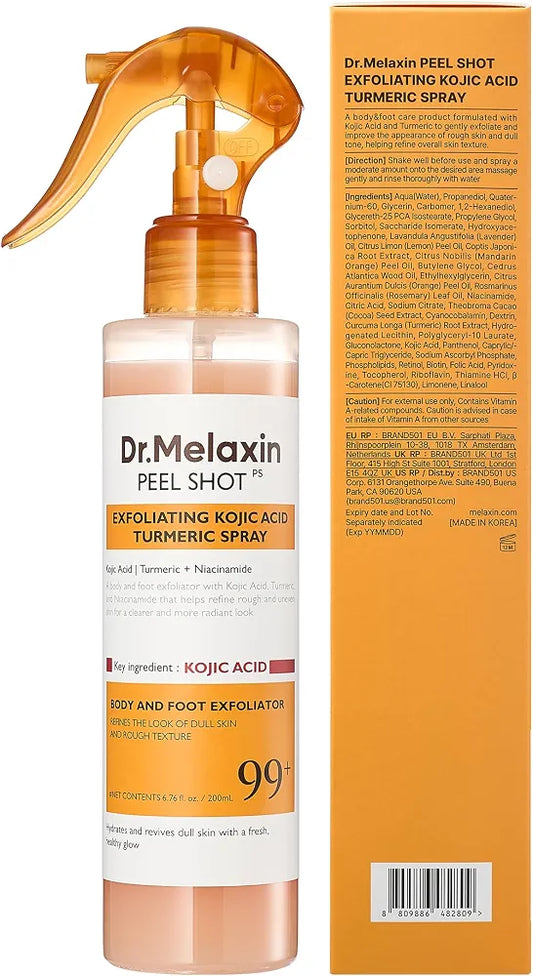 DR. MELAXIN PEEL SHOT – SPRAY EXFOLIANTE CON ÁCIDO CÓJICO Y CÚRCUMA (200ML)