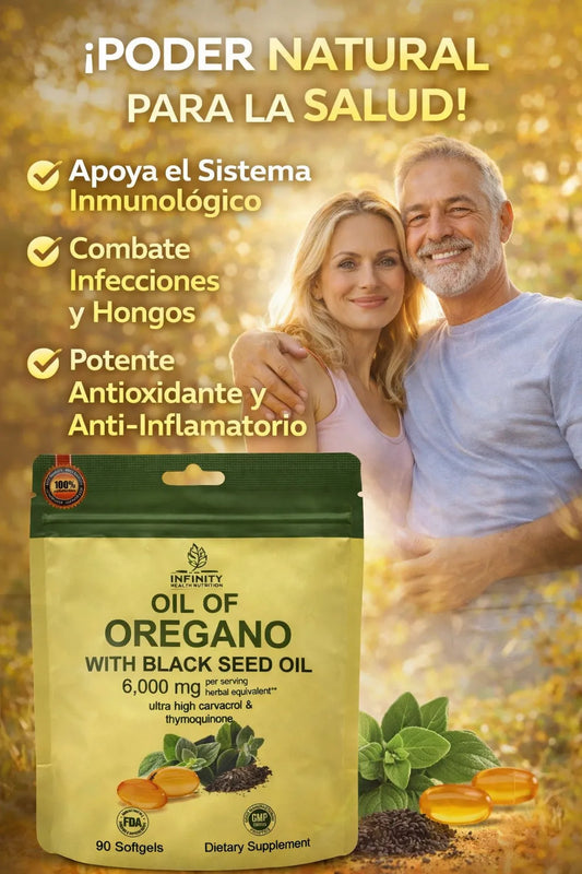 Aceite de Orégano con Aceite de Semilla Negra – Escudo Natural para tu Salud (90 Cápsulas Blandas